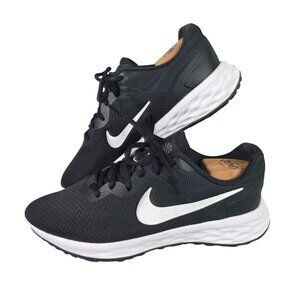 Womens Nike Revolution 6 Running Shoes Mesh Black & White Lightweight Size 8